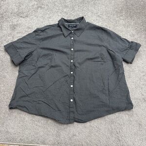 Jones New York Geometric Button Down Shirt Womens Plus 3X Black White Casual Top
